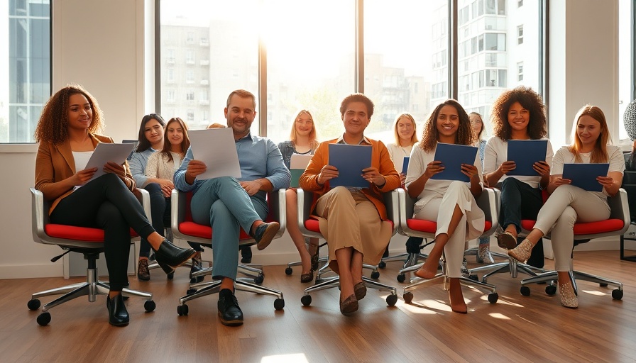 Diverse group illustrating hiring bias concept in office setting.