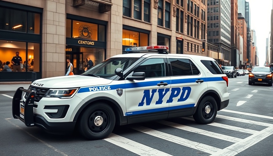 NYPD patrol vehicle parked in urban setting, NYPD social media