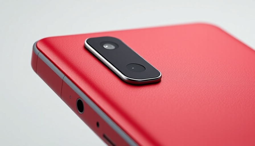 Close-up of Huawei Mate XT tri-fold phone with red leather finish.