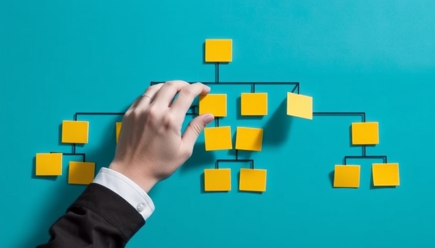 Organizational chart with hand showing middle managers' support.