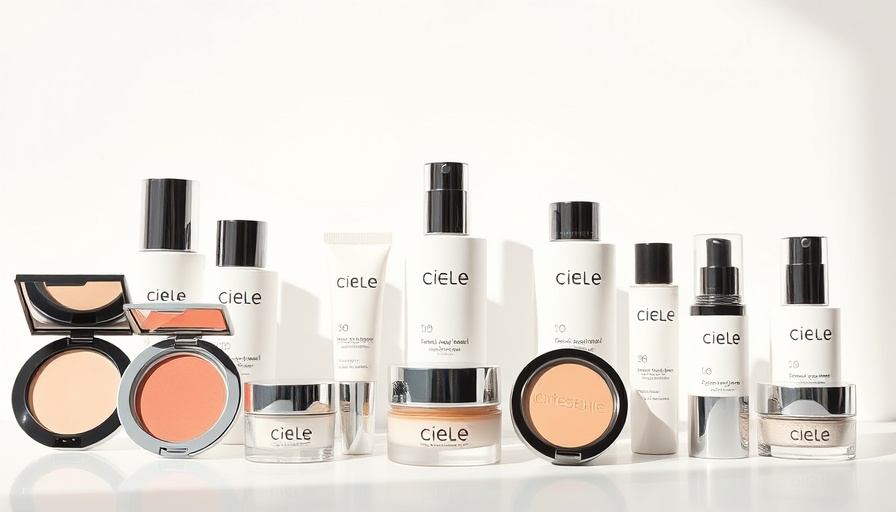 Ciele Cosmetics products displayed neatly highlighting clear beauty.