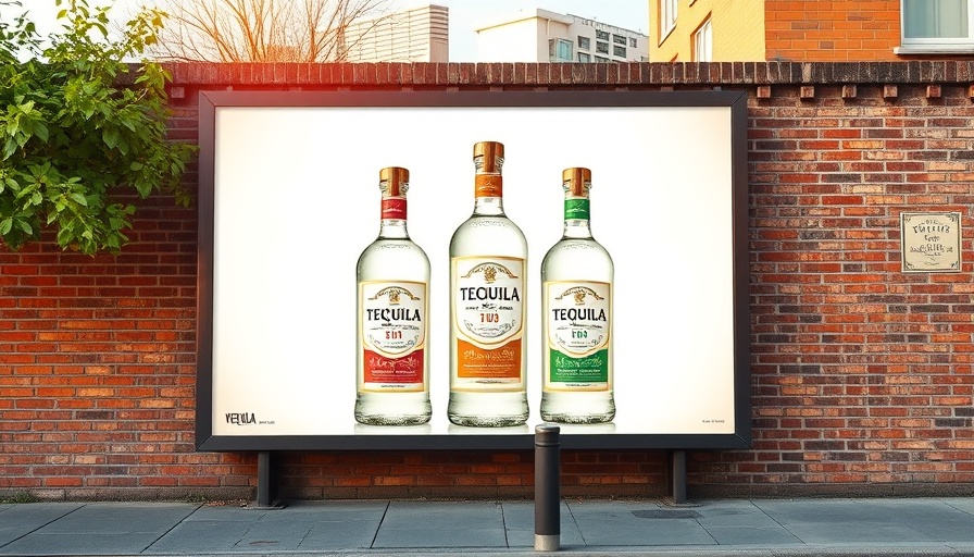 Billboard of additive-free tequila campaign in urban setting.