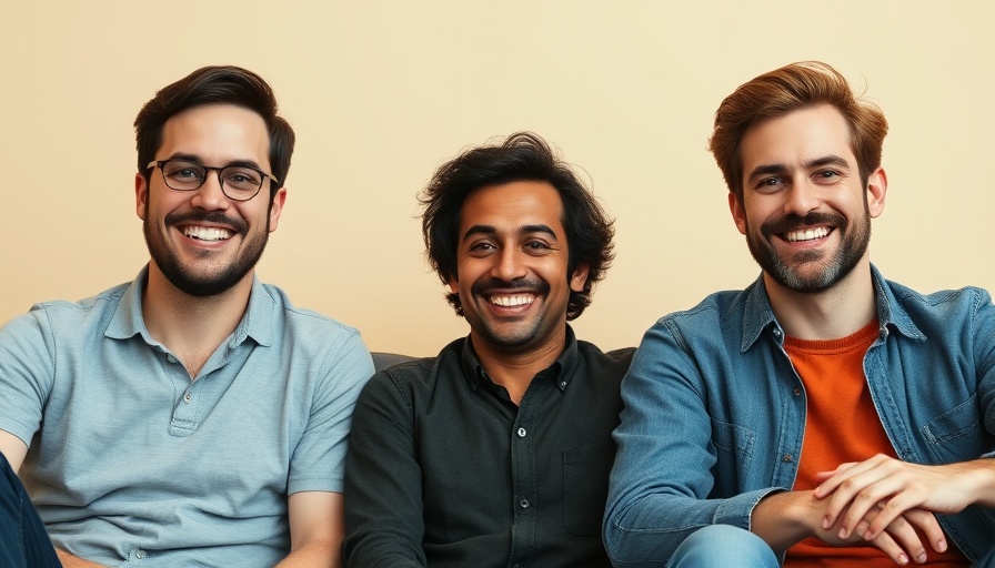 Friendly men on magazine cover, smiling confidently.