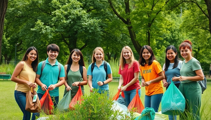 Volunteers cleaning up park at Williston Property Management Cleanup Event.