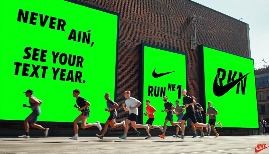 Nike Never Again Ads displayed during marathon with runners passing by.