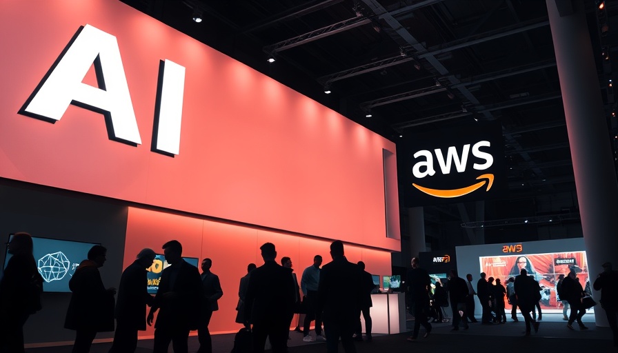 Futuristic AI exhibition booth at a tech event, highlighting AI video ads for small businesses.