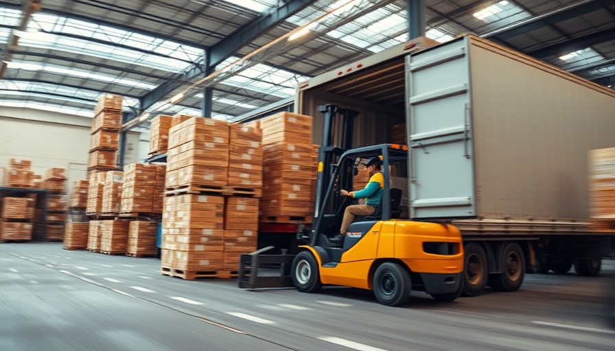 Forklift loading boxes into a truck, illustrating small business operations and tariffs impact.