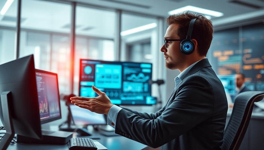 Modern office with Chief AI Officer using advanced AI interface.