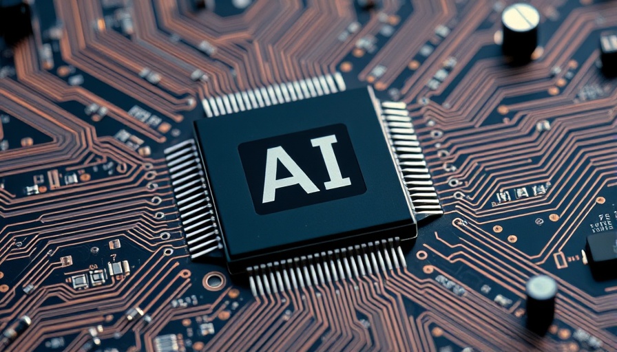 AI chip on circuit board reflecting advanced tech concept.