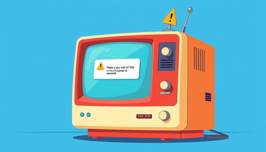 Cartoon vintage computer showing tech issues and brand trust warnings