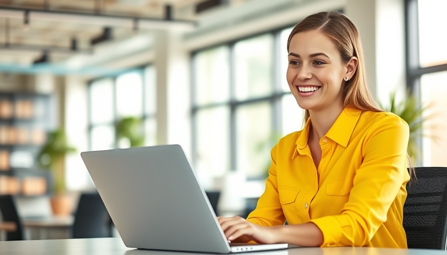 Smiling woman working on laptop, illustrating benefits of building a portfolio career.