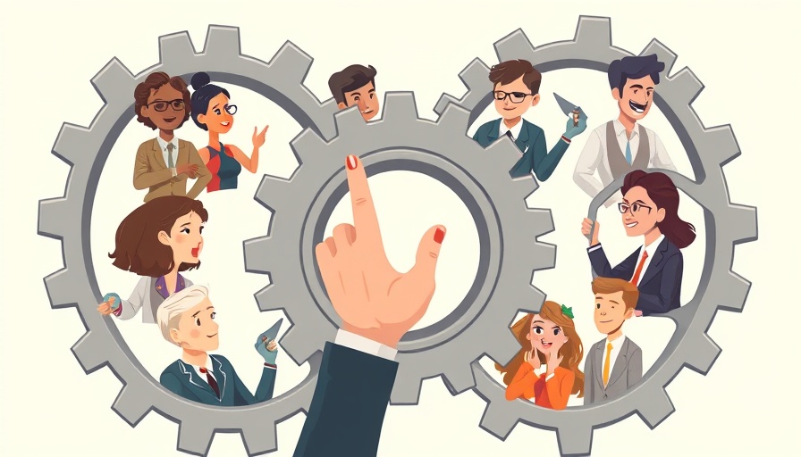 Agile Talent Management Strategy concept with gears and professionals.