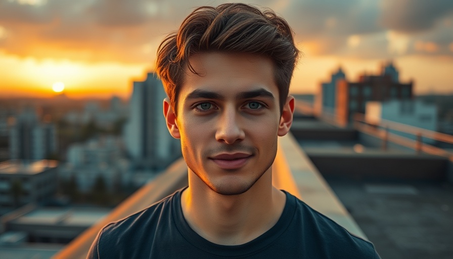 Portrait of young man on rooftop, Agile Leadership spotlight.