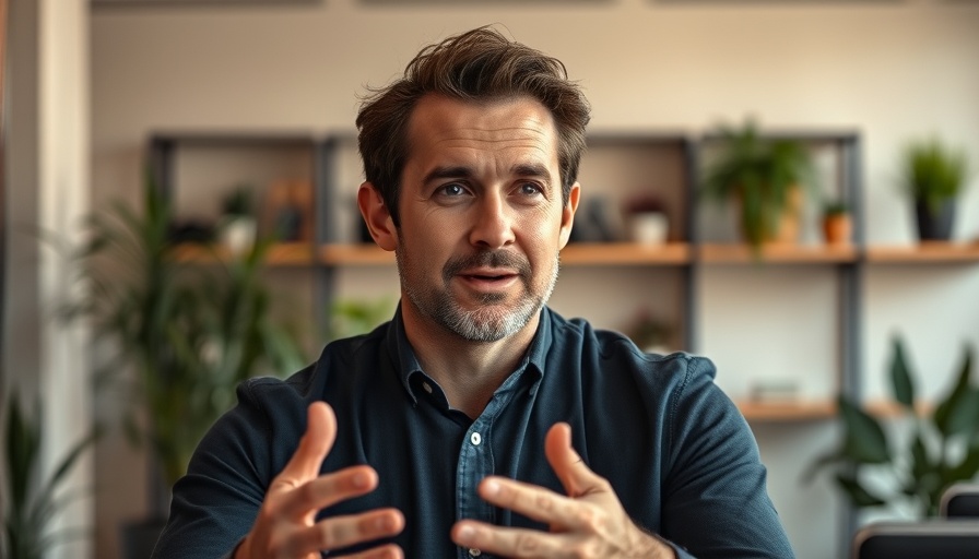 Man discussing AI Model Personalization in modern office setting.