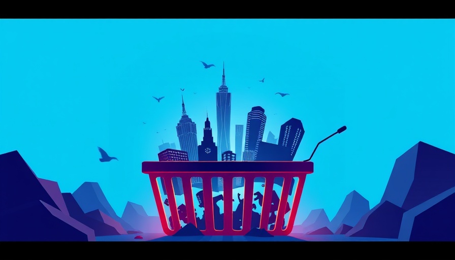 Abstract representation of reverse-acquihire with buildings and people in basket