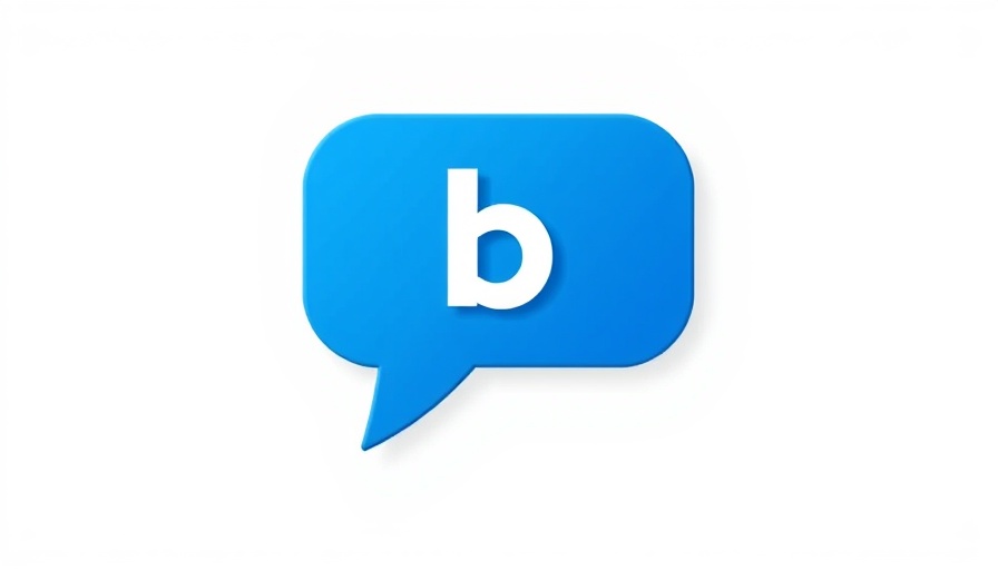 Minimalistic blue speech bubble icon with the letter 'b'.
