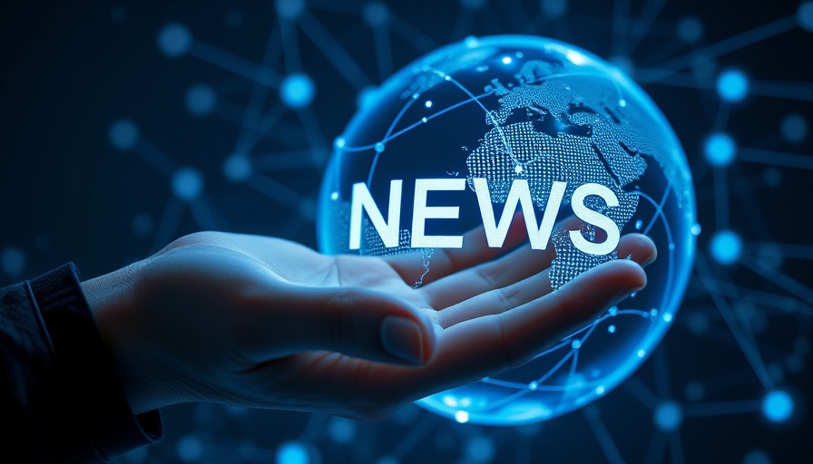 Futuristic hand with digital globe and NEWS, MCP monitoring tool concept.