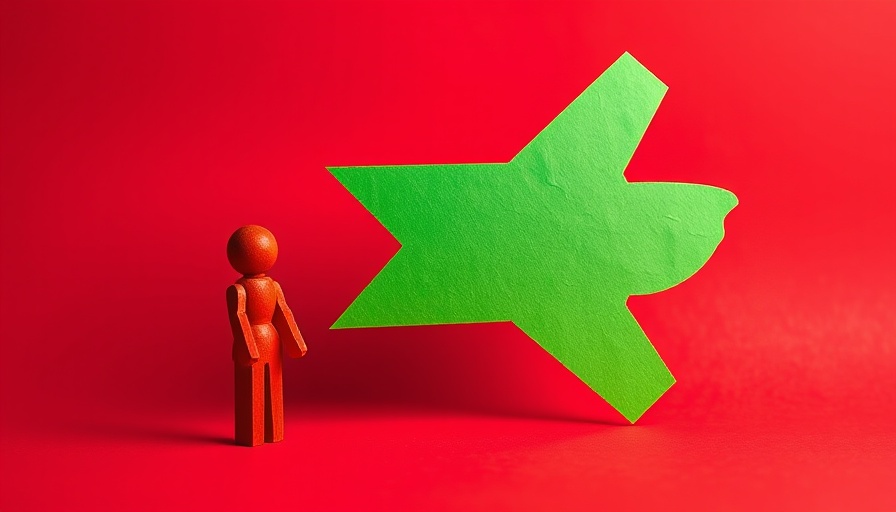 Conceptual figurine and paper arrow symbolizing AI in hiring.