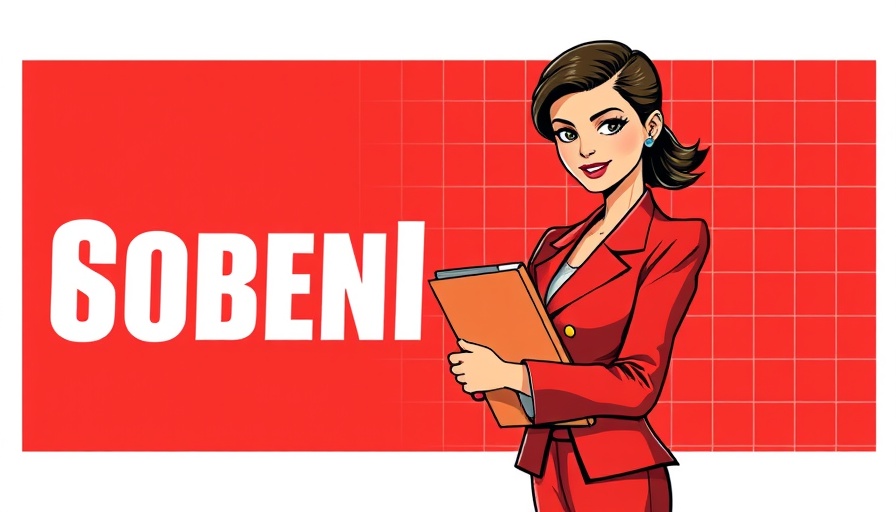 Top C# Companies illustration featuring confident woman in red suit holding a folder.
