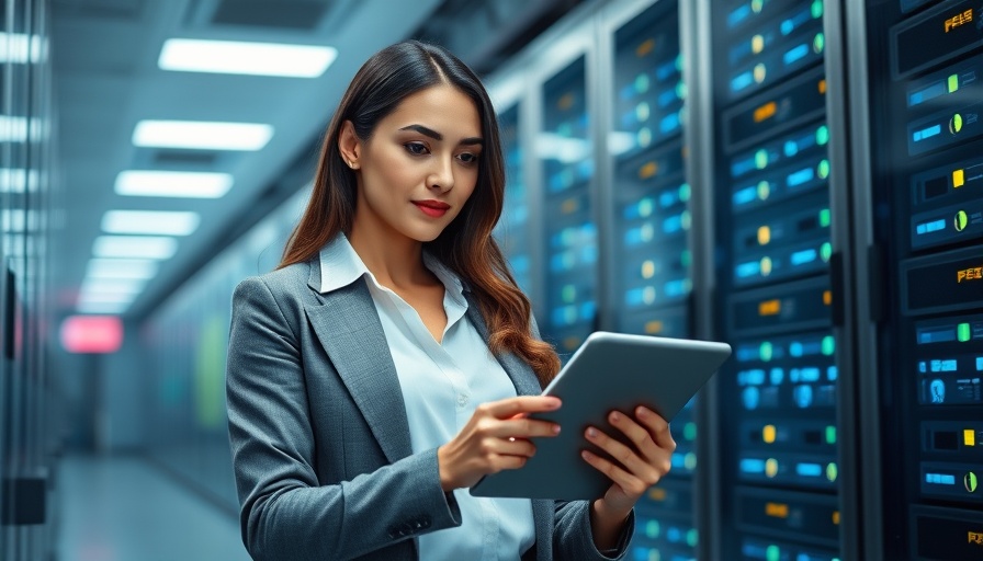 Professional woman demonstrating data center infrastructure skills with a tablet.