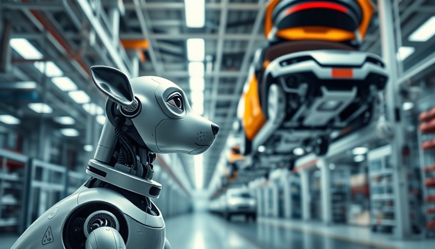 AI powered robotic dog in factory symbolizing AI replacing human workers savings