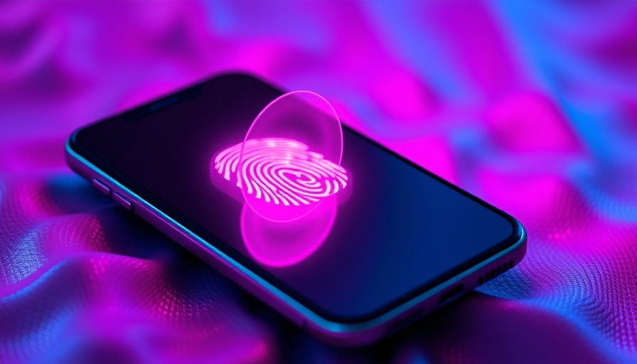 Vibrant smartphone with fingerprint, representing digital identity.