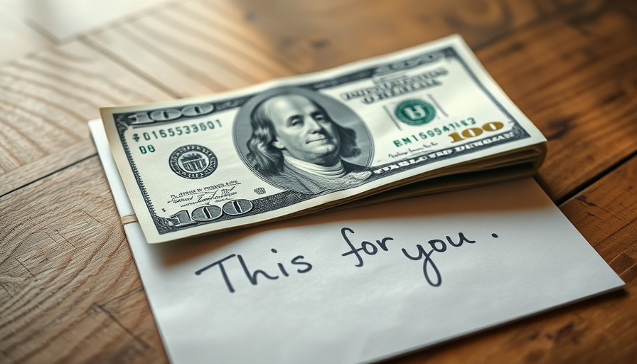 Hundred-dollar bill with a note saying 'This is for you' for business launch inspiration.