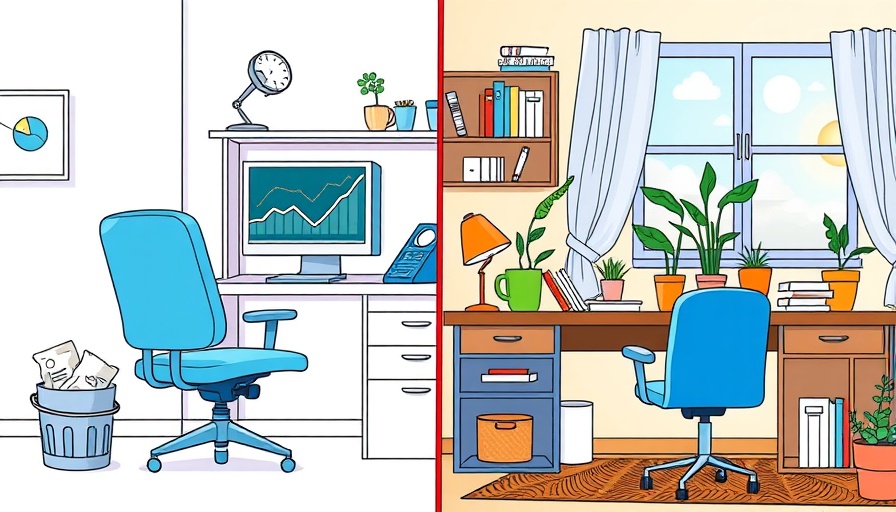 Illustration showing contrasting office environments to minimize the impact of manager changes.