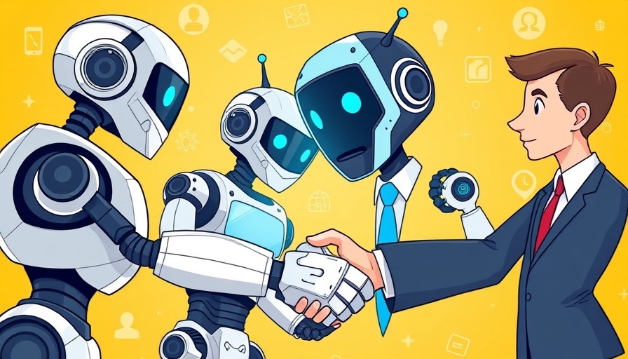 Agency Reviews in 2030: Robot and businessperson in a handshake.