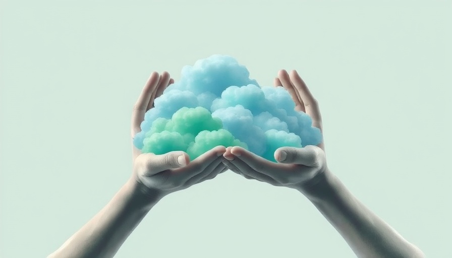 Conceptual hands supporting clouds for Atlassian apps.