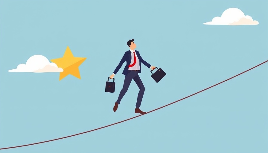 Illustration of risk-taking in marketing strategies with tightrope walker.