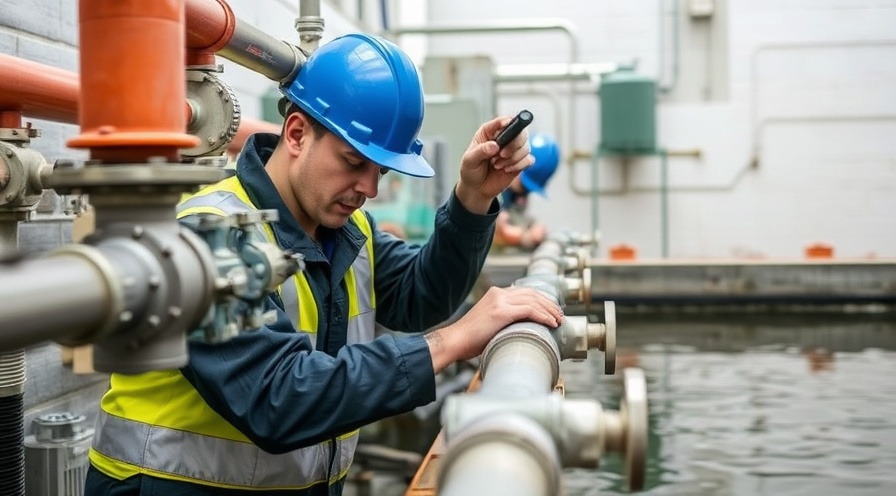 Diligent technician inspecting wastewater treatment equipment for compliance.