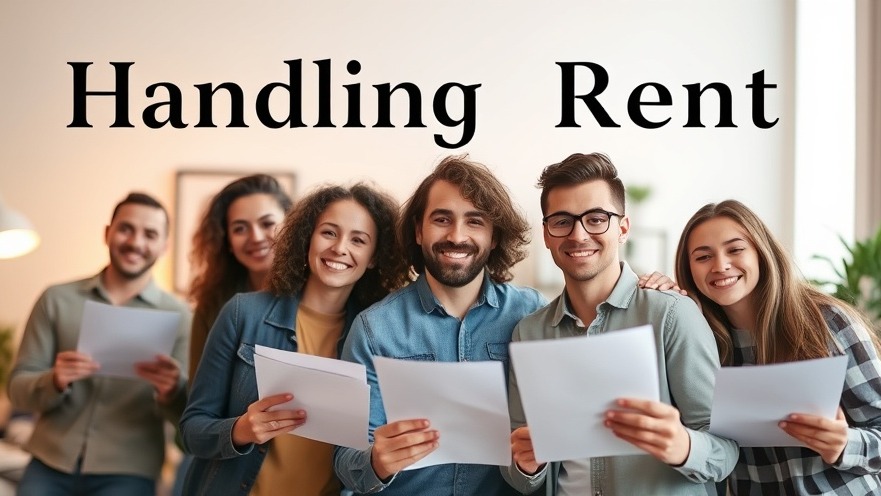 Handling Rent in a cozy office with smiling individuals holding documents.