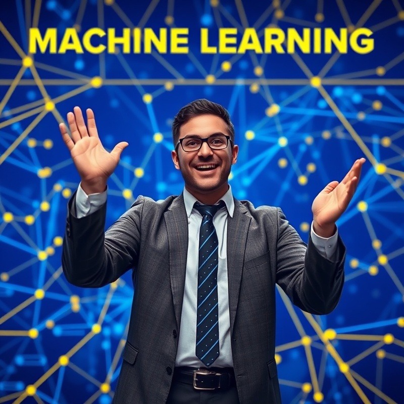 Informative poster promoting machine learning program with instructor.