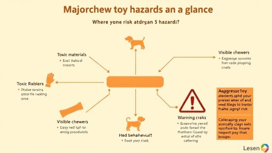 Infographic on dog chew toy safety hazards, detailing risks.