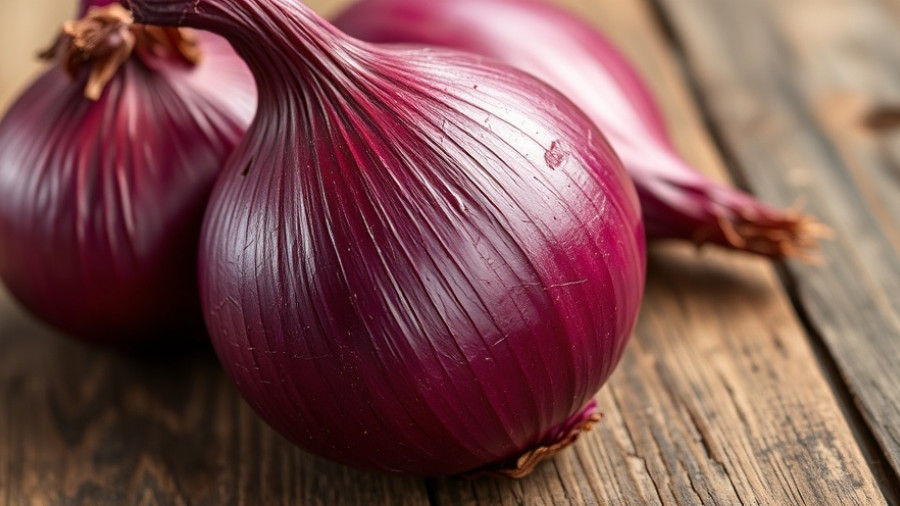 Close-up of red onions showing nutritional benefits of onion skins.