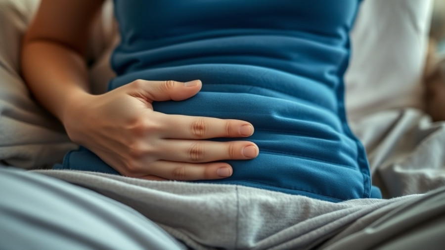 Person soothing abdominal area with a hot water bottle, related to toasted skin syndrome.