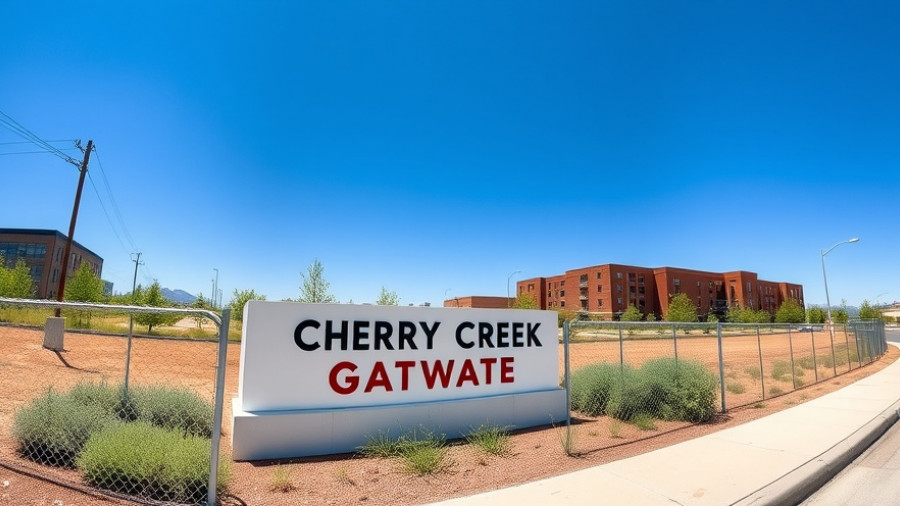 Cherry Creek real estate news illustration with development site and sign.