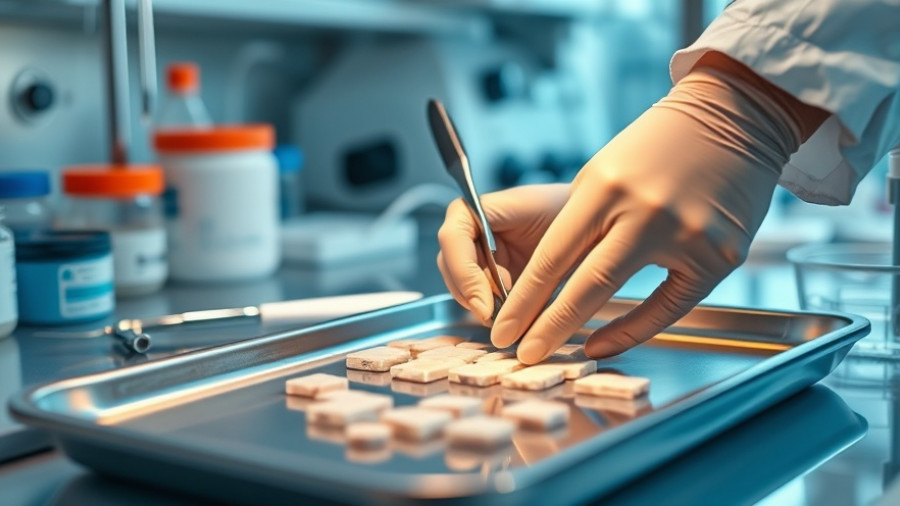 Hands preparing skin substitutes in a lab environment relevant to Medicare spending.
