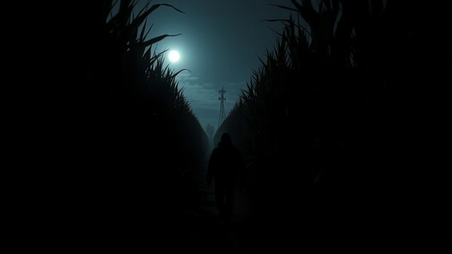 Person in a shadowy corn maze during Halloween in Denver.