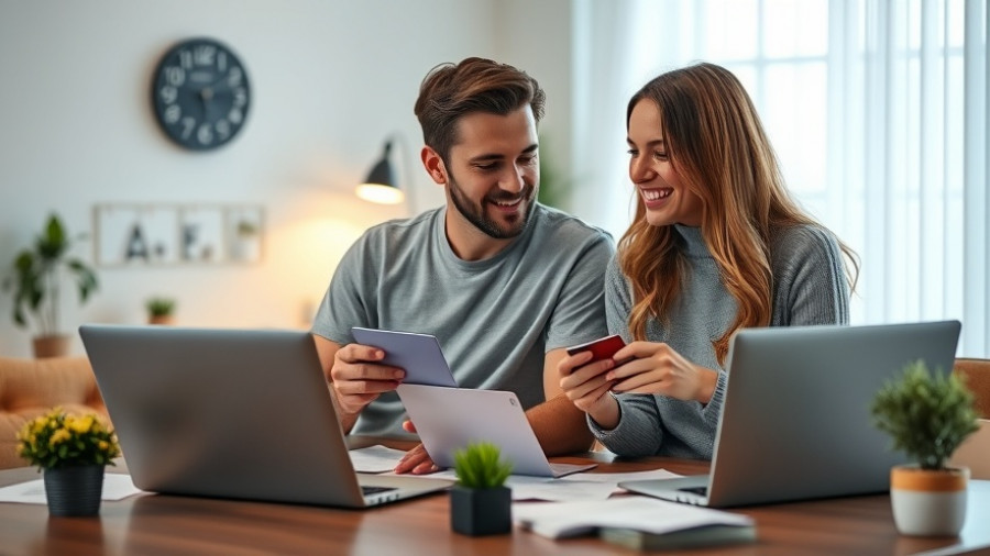 Couple managing credit cards, financial advice discussion.