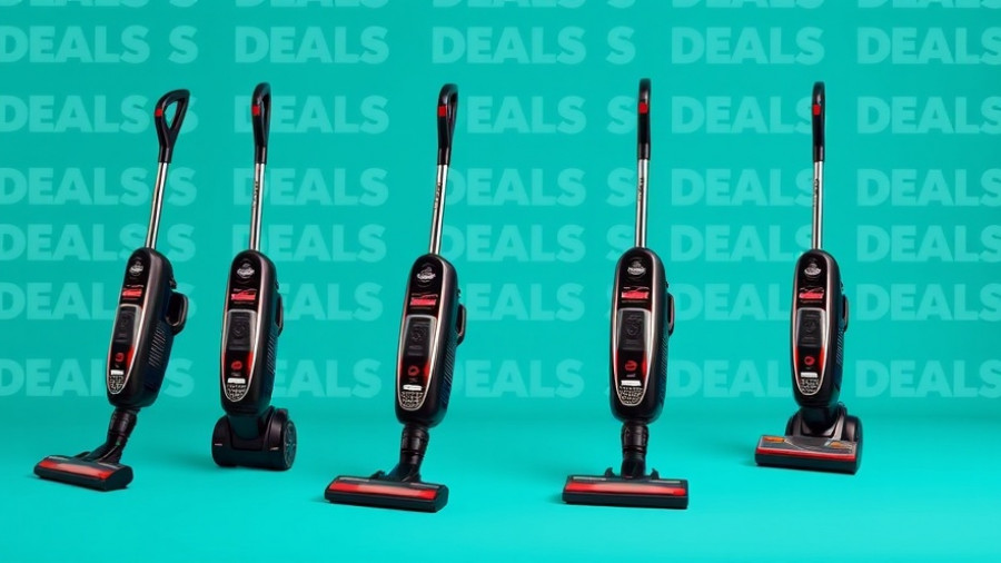 Bissell PowerClean FurFinder vacuum with deals background.