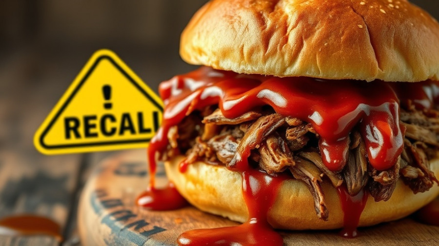 Ready-To-Eat Meat Products Recall alert with pulled pork sandwich.