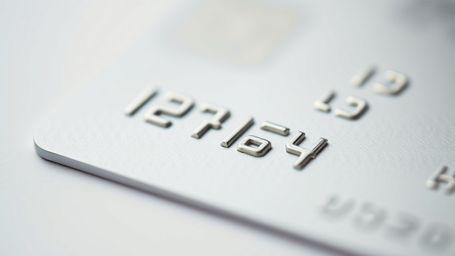 Close-up of a generic platinum credit card with embossed numbers.