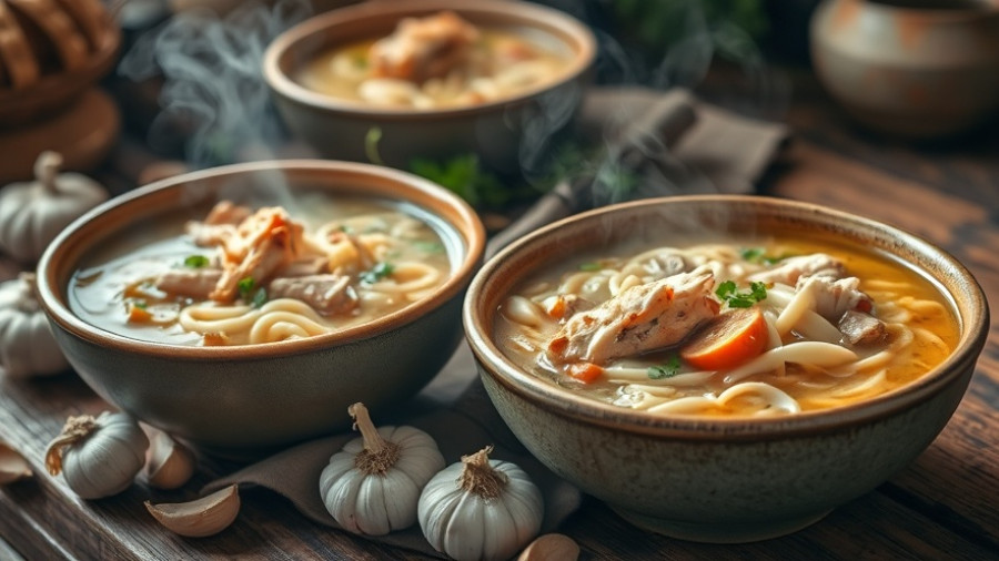Delicious chicken noodle soup with garlic; perfect for immunity and heart health.