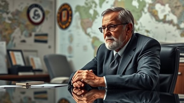 Thoughtful man in office with maps discussing Aurora homelessness solutions.