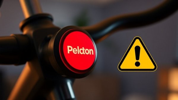 Peloton bike recall warning with red knob and yellow icon.