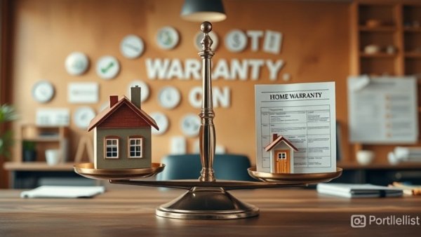 Abstract home warranty comparison with homes and documents