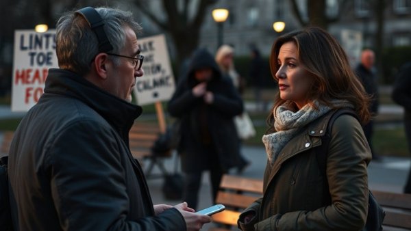 Denver news reporter interviews during No on 310 event.