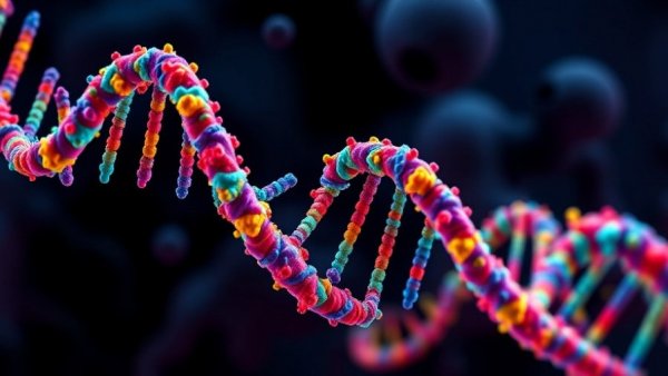 CRISPR-Cas9 molecular structure interacting with DNA strands illustrating gene editing.